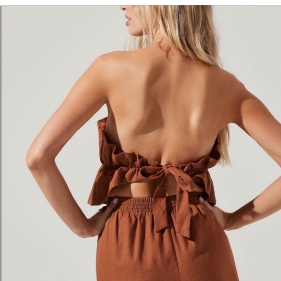 ASTR Ruffle Jumpsuit in Rust - Picture 3 of 5